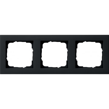 Gira E2 cover frame black matt , 3-gang