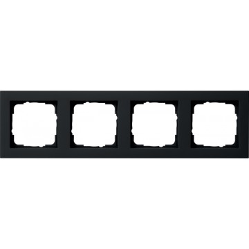 Gira E2 cover frame black matt , 4-gang
