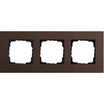 Gira Esprit cover frame Linoleum-plywood dark brown 	3-gang