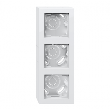 Surface-mounted housing 3-gang, including cover frame, Gira E2 pure white glossy